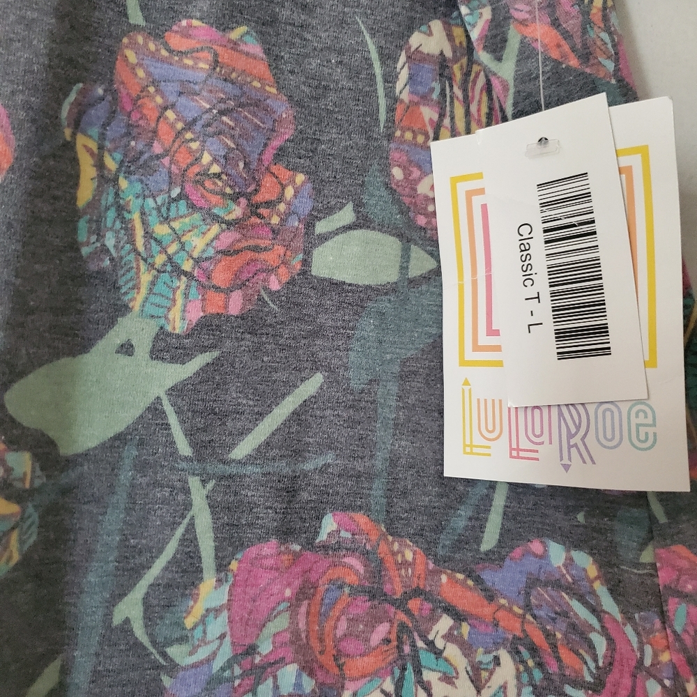 Lularoe Classic T Large Distressed Roses - Picture 2 of 3